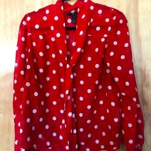 Red polka dot blouse